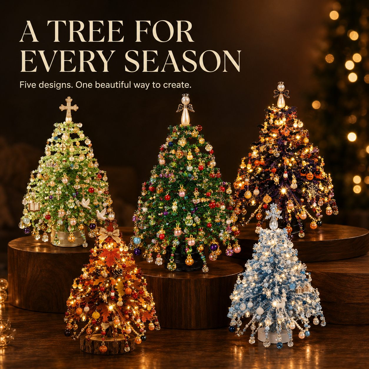 ✨ DIY Lighted Seasonal Tabletop Tree Kit – Create Your Own Holiday Magic