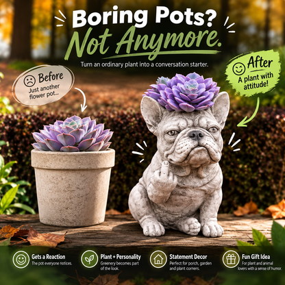 😂Funny Bulldog Planter – Give Your Plants Some Serious Attitude