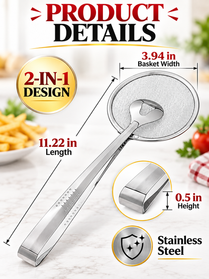 🍳 Kitchen Deal – 2-in-1 Frying Strainer Tongs