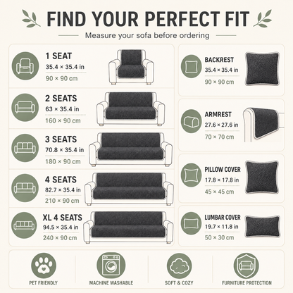 Removable Sofa Cover, Non-Slip Polyester
