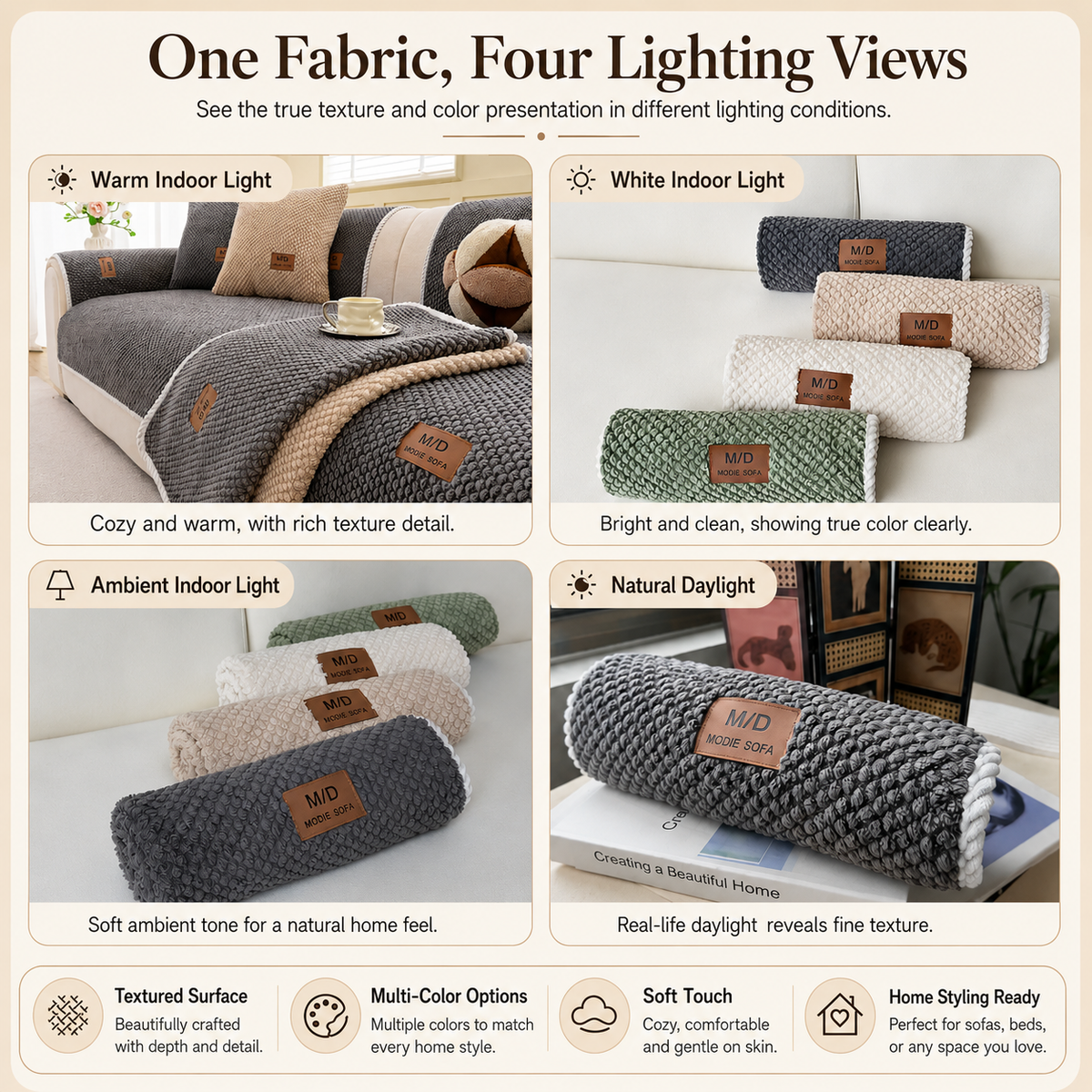 Removable Sofa Cover, Non-Slip Polyester