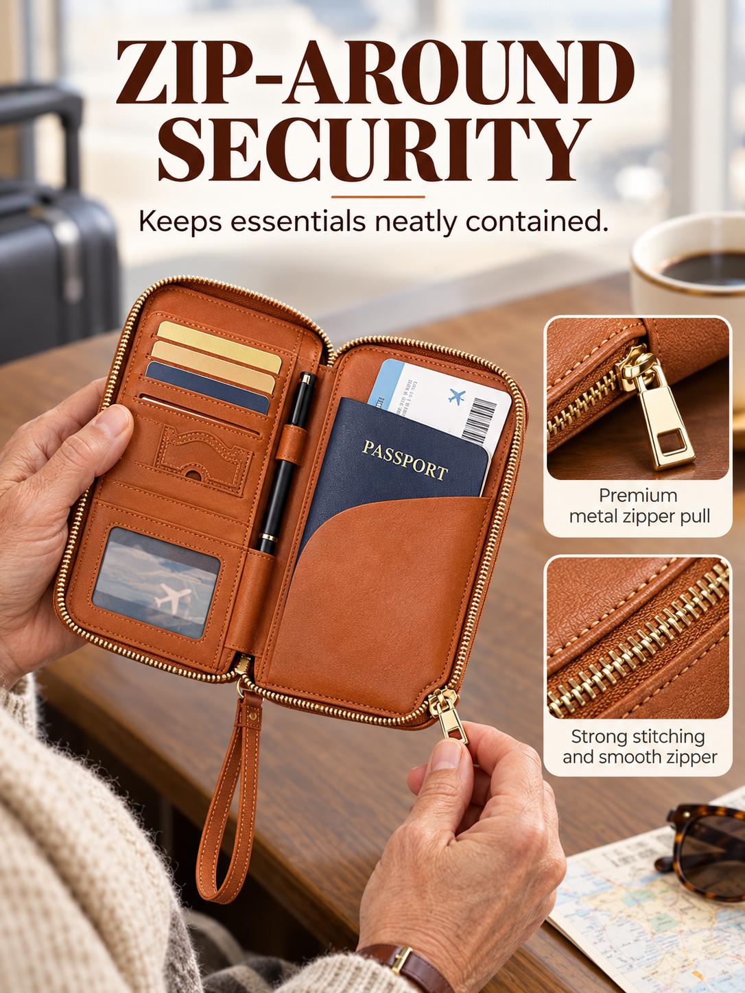 ✈️ Travel Deal – Zipper Passport Organizer