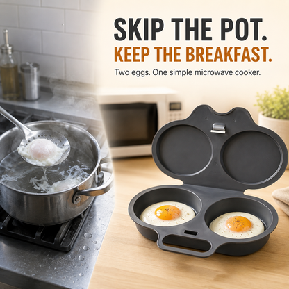 🍳 2-Egg Microwave Poacher – Easy Dual-Cavity Breakfast Cooker🍳