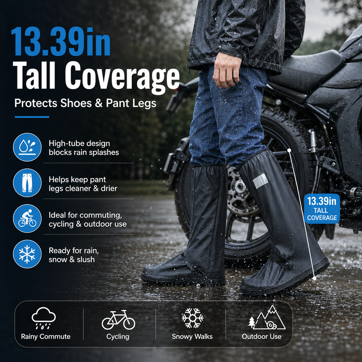 100% Waterproof High-Tube Shoe Covers | Anti-Slip Rain Boot Protectors
