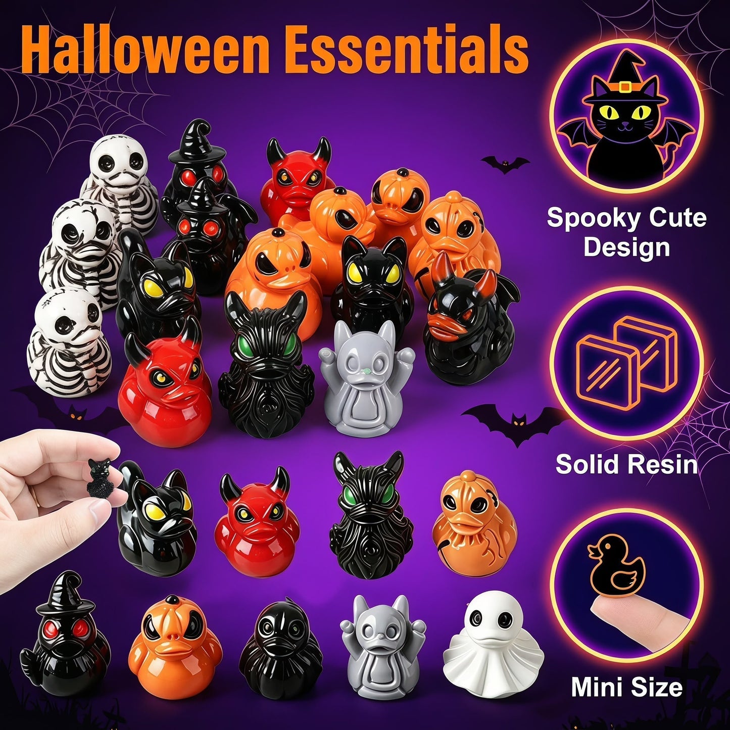 Mini Devil Ghost Skull Resin Ducks-Cute Spooky Desktop Decor