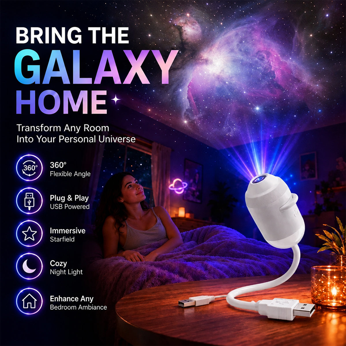 Plug-and-Play HD Star Projector