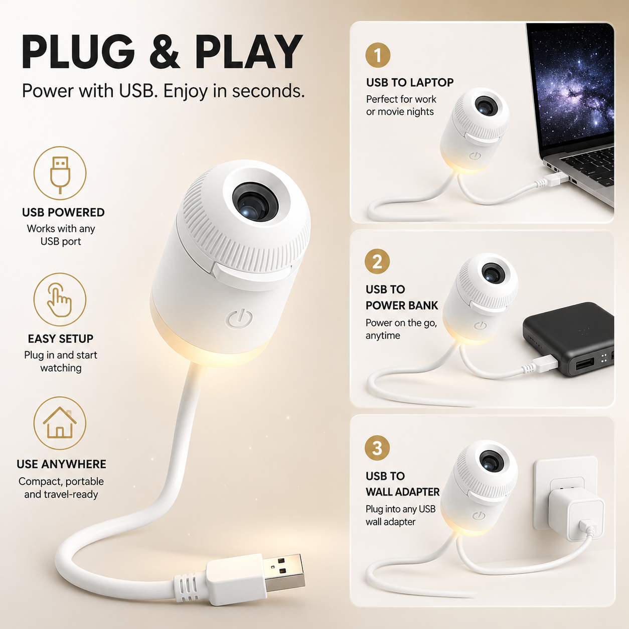 Plug-and-Play HD Star Projector