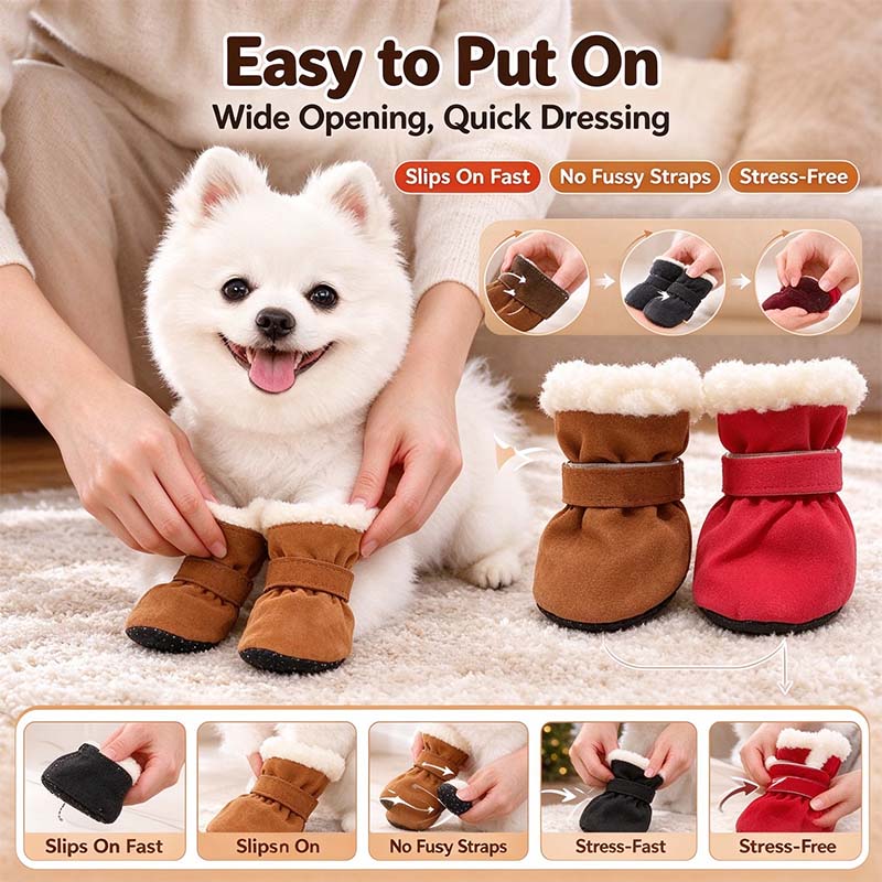 Soft Velvet Puppy Booties | Non-Slip Paw Covers, Set of 4