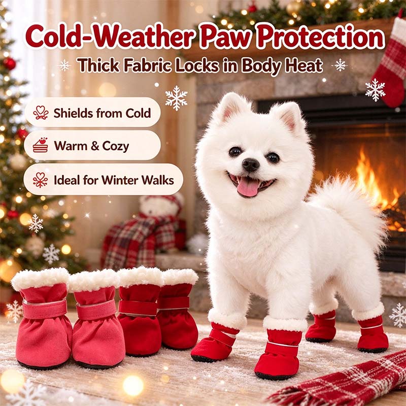Soft Velvet Puppy Booties | Non-Slip Paw Covers, Set of 4