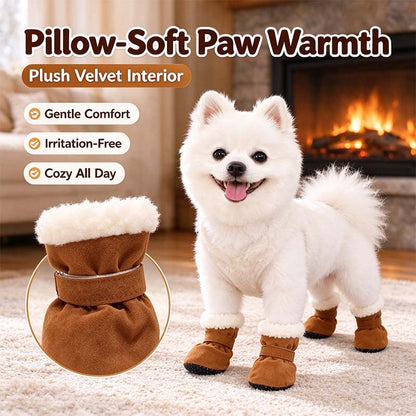 Soft Velvet Puppy Booties | Non-Slip Paw Covers, Set of 4