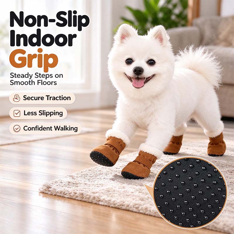 Soft Velvet Puppy Booties | Non-Slip Paw Covers, Set of 4