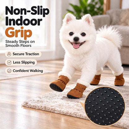 Soft Velvet Puppy Booties | Non-Slip Paw Covers, Set of 4