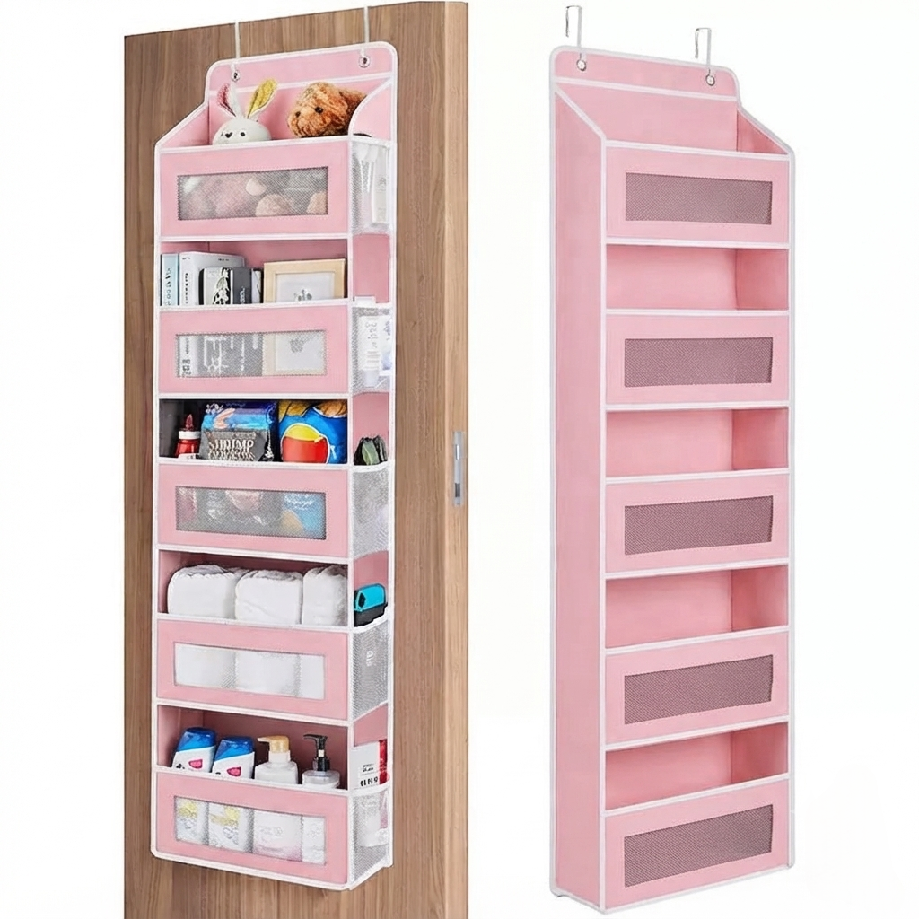 5-Tier Over Door Organizer – 5 Large Mesh Pockets, Anti-Tilt, 44 lb Capacity, Space Saver for Home