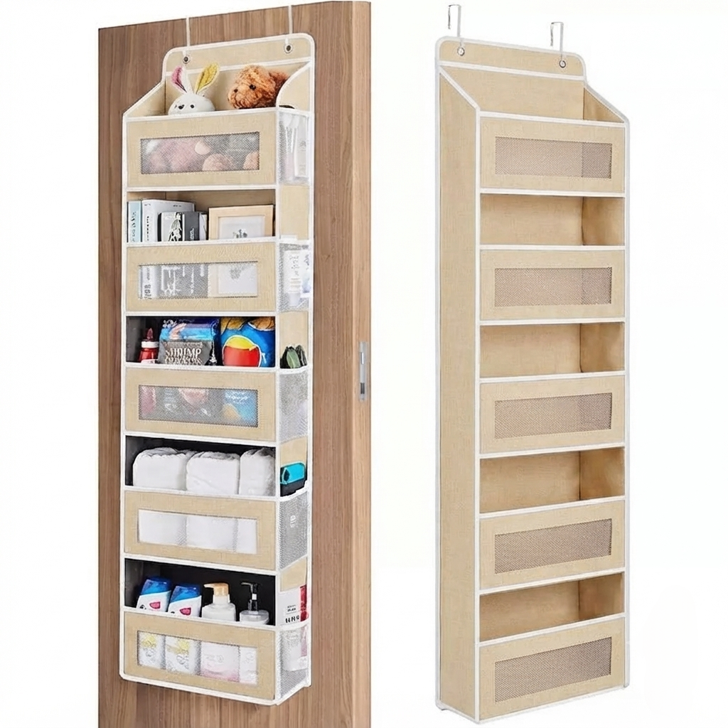 5-Tier Over Door Organizer – 5 Large Mesh Pockets, Anti-Tilt, 44 lb Capacity, Space Saver for Home