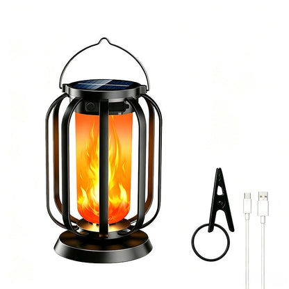 Solar Flame Garden Lantern – Realistic Dancing Flame, Solar & USB Charging