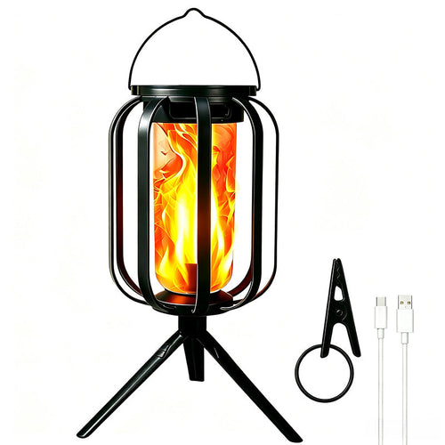 Solar Flame Garden Lantern – Realistic Dancing Flame, Solar & USB Charging
