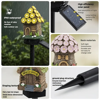 Solar Fairy-Tale Mushroom Cottage Garden Light