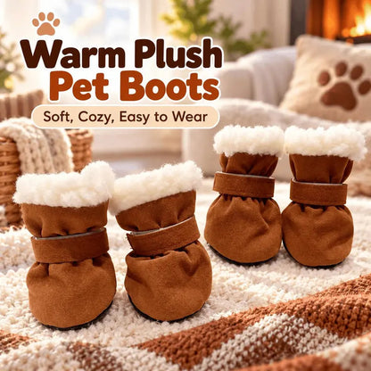 Soft Velvet Puppy Booties | Non-Slip Paw Covers, Set of 4