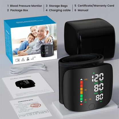Wrist Blood Pressure Monitor – LED Display, Adjustable, Health Tracking