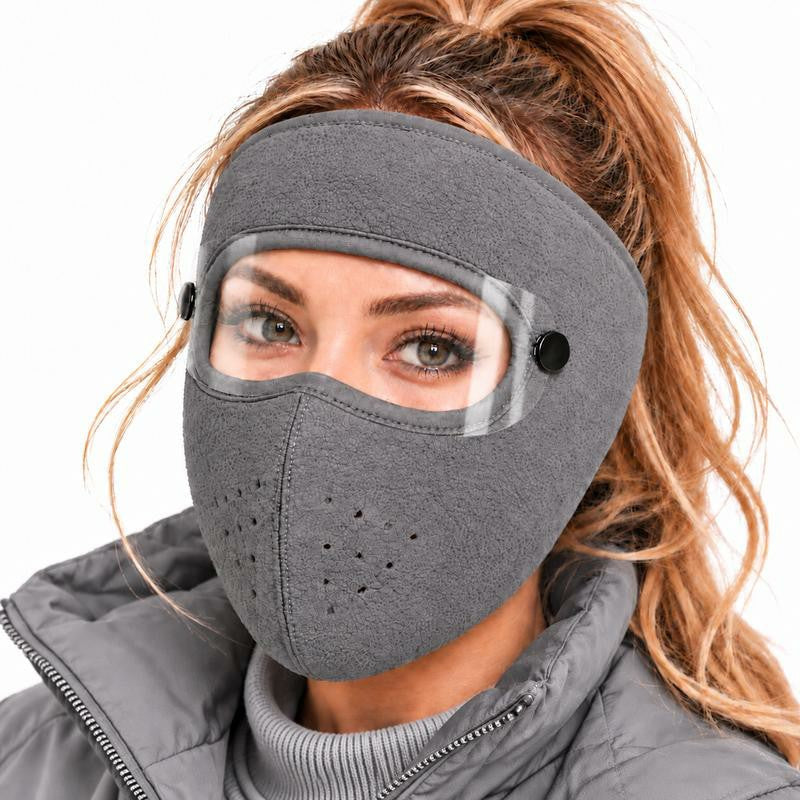 Fleece-Lined Winter Face Mask with Detachable Goggles