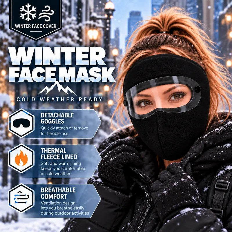 Fleece-Lined Winter Face Mask with Detachable Goggles