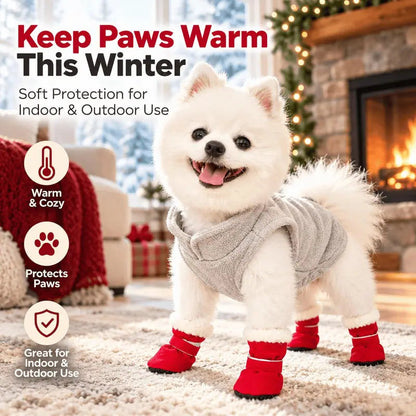 Soft Velvet Puppy Booties | Non-Slip Paw Covers, Set of 4