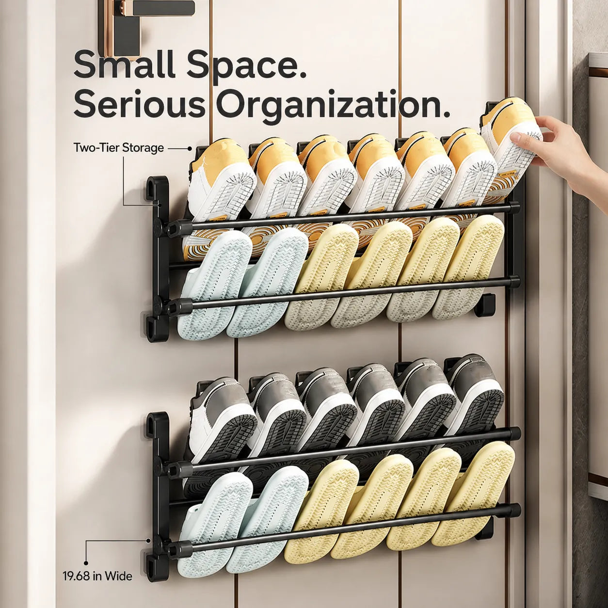 Fold-Flat Wall-Mounted Shoe Rack
