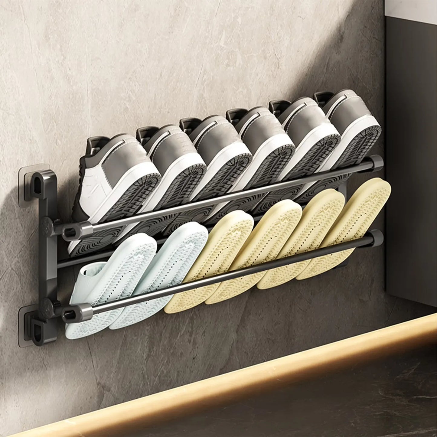 Fold-Flat Wall-Mounted Shoe Rack