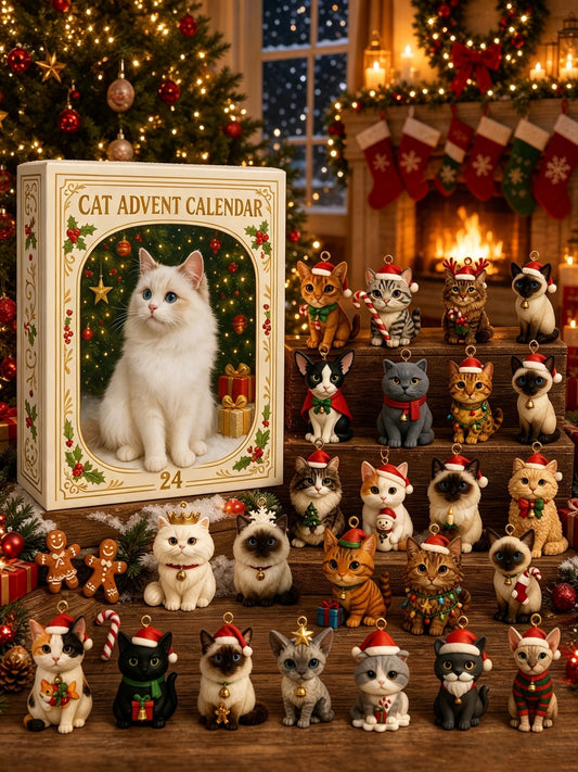 2026 Cat Advent Calendar with 24 Collectible Christmas Figures