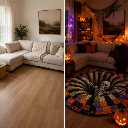🎃 Halloween 3D Skeleton Vortex Round Rug