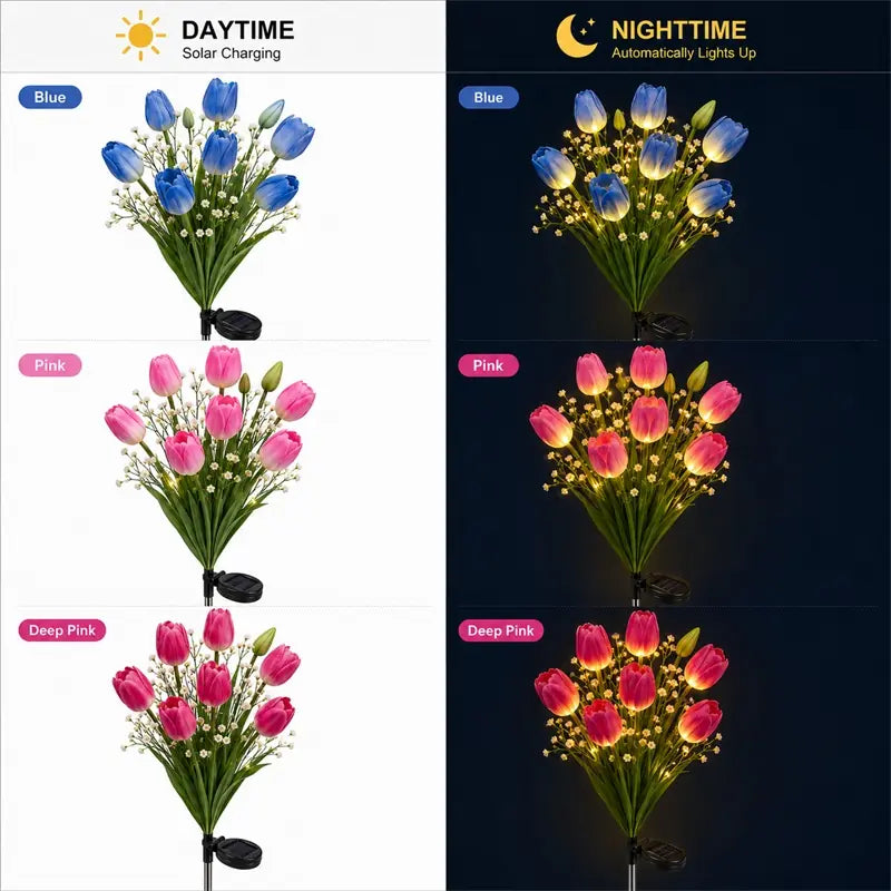 Nature Inspired Floral Solar Garden Pathway Lighting
