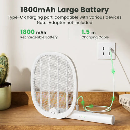 Rechargeable 2-in-1 Electric Bug Zapper Racket with UV Light