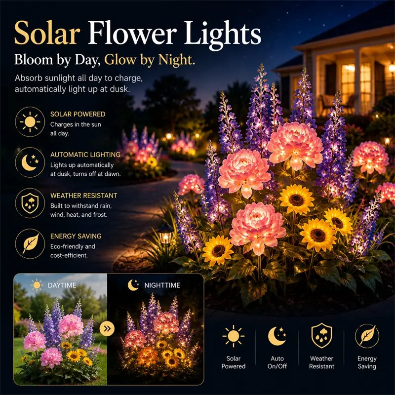 Nature Inspired Floral Solar Garden Pathway Lighting