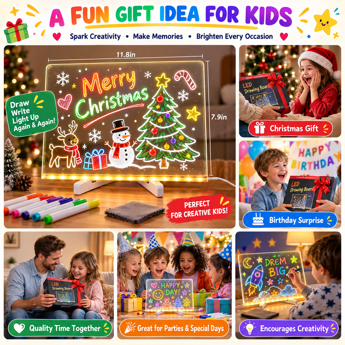 LED acrylic drawing board gift idea for kids