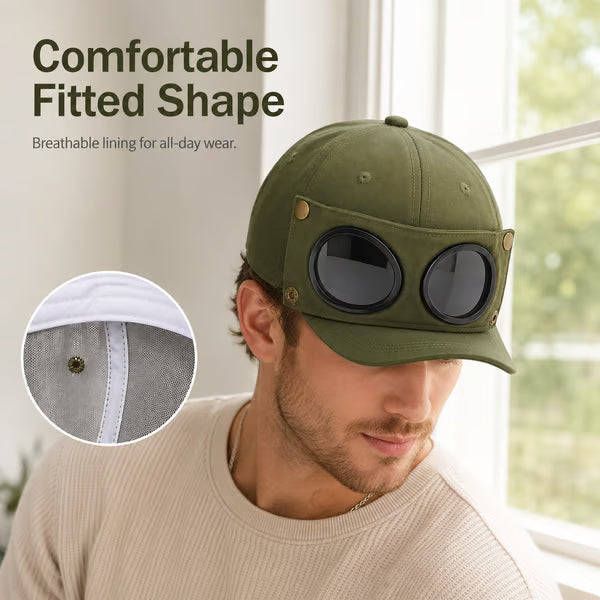 🧢 Men's Glasses-Friendly Pilot Cap