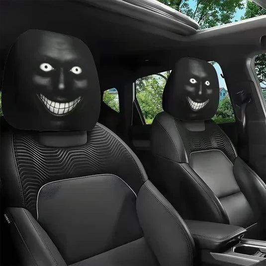 Funny Cartoon Car Headrest Covers – 2PCS Universal Fit