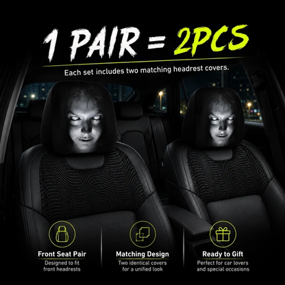 Funny Cartoon Car Headrest Covers – 2PCS Universal Fit
