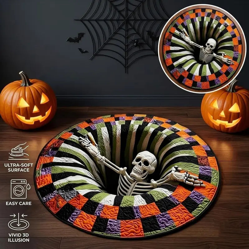 🎃 Halloween 3D Skeleton Vortex Round Rug