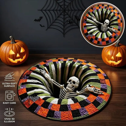 🎃 Halloween 3D Skeleton Vortex Round Rug