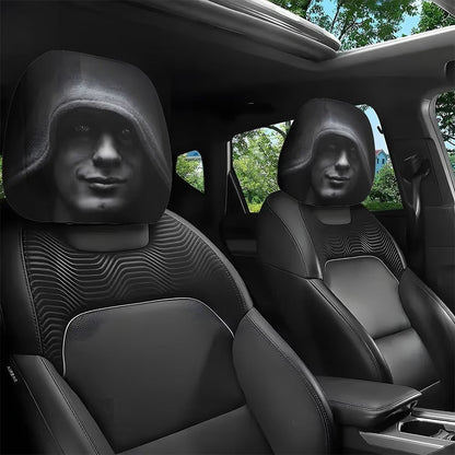 Funny Cartoon Car Headrest Covers – 2PCS Universal Fit
