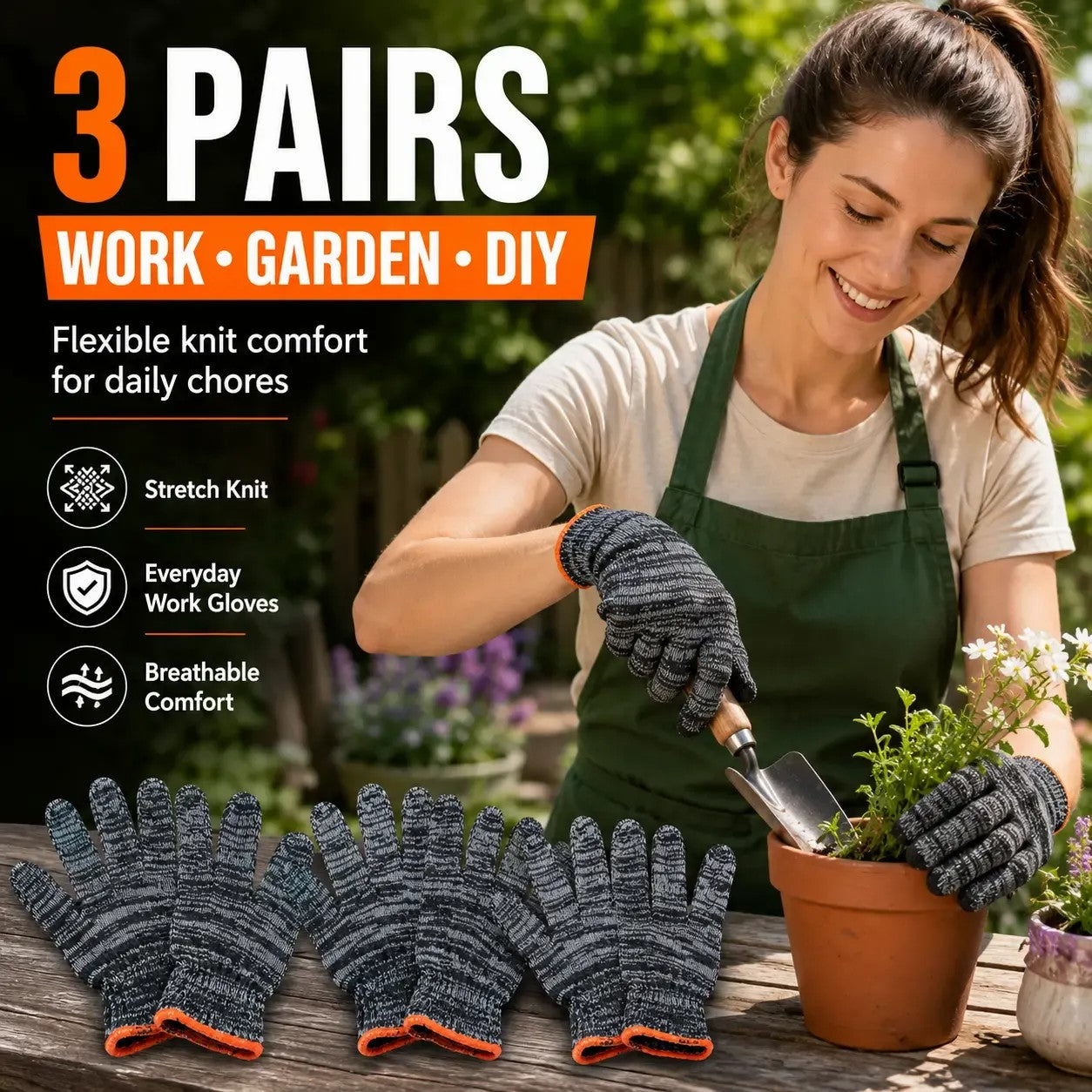Unisex Stretch Knit Gardening Gloves with Strong Grip for Everyday Tasks