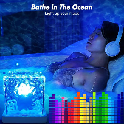 Rechargeable Shower Light No Wiring, 16 Color Changeable Ocean Wave Projector Light