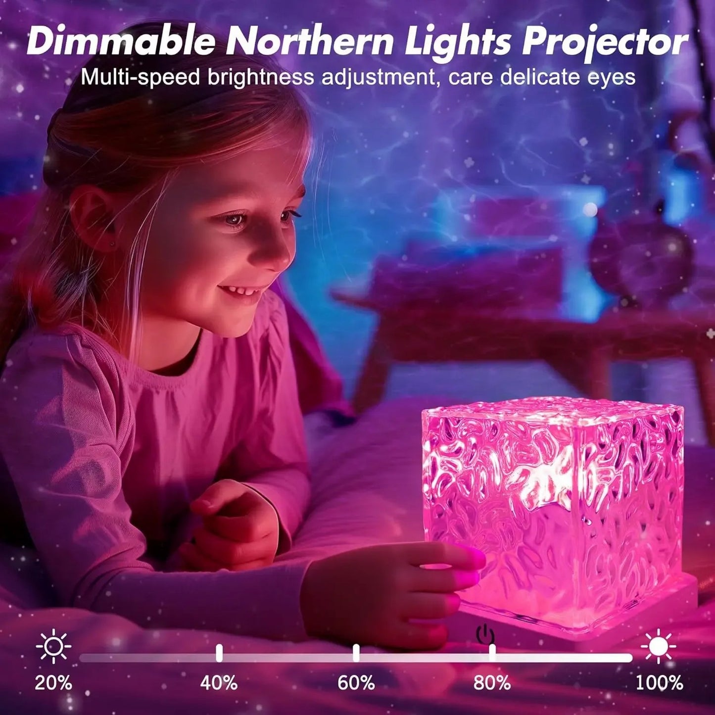 Rechargeable Shower Light No Wiring, 16 Color Changeable Ocean Wave Projector Light