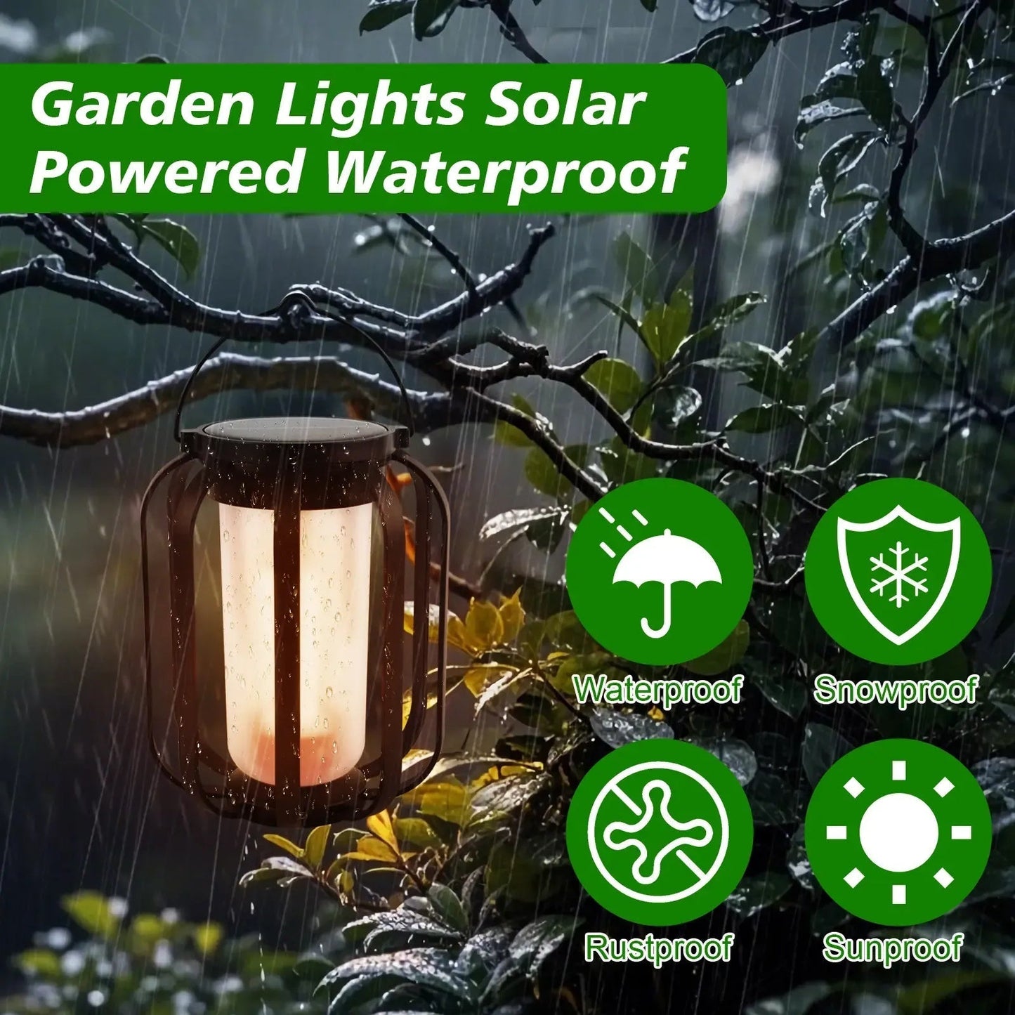 Solar Flame Garden Lantern – Realistic Dancing Flame, Solar & USB Charging