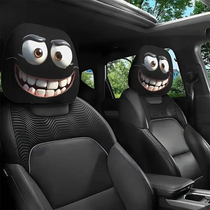 Funny Cartoon Car Headrest Covers – 2PCS Universal Fit