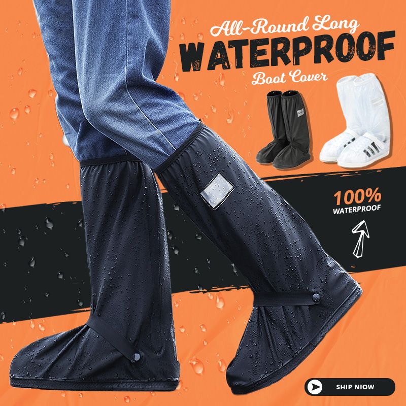 100% Waterproof High-Tube Shoe Covers | Anti-Slip Rain Boot Protectors
