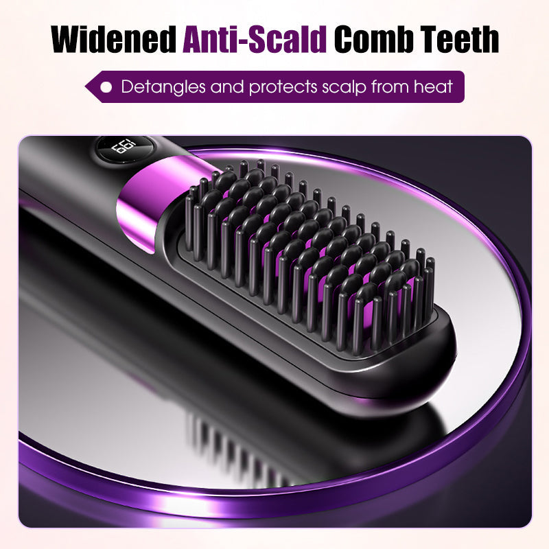 3‑in‑1 Cordless Hair Straightening Brush – Straighten, curl & detangle with 4 heat settings